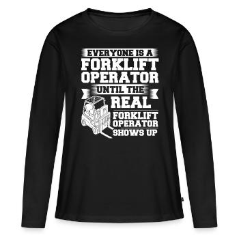 Conducteur de chariot élévateur Élévateur - T-shirt manches longues Premium bio Femme - noir - Devant - Julia (174cm)