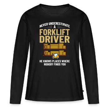 Conducteur de chariot élévateur Élévateur - T-shirt manches longues Premium bio Femme - noir - Devant - Julia (174cm)