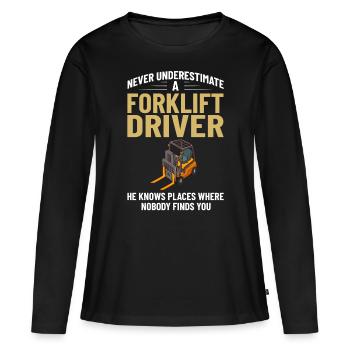 Conducteur de chariot élévateur Élévateur - T-shirt manches longues Premium bio Femme - noir - Devant - Julia (174cm)
