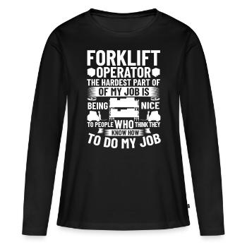 Conducteur de chariot élévateur Élévateur - T-shirt manches longues Premium bio Femme - noir - Devant - Julia (174cm)