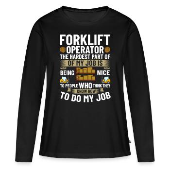 Conducteur de chariot élévateur Élévateur - T-shirt manches longues Premium bio Femme - noir - Devant - Julia (174cm)