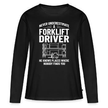 Conducteur de chariot élévateur Élévateur - T-shirt manches longues Premium bio Femme - noir - Devant - Julia (174cm)