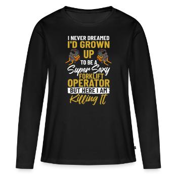 Conducteur de chariot élévateur Élévateur - T-shirt manches longues Premium bio Femme - noir - Devant - Julia (174cm)