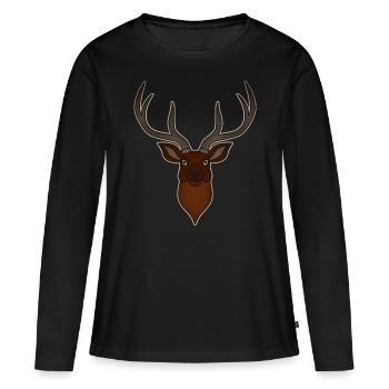 Red deer antlers with deer antlers - Women's Premium Organic Long Sleeve Shirt - black - Front - Julia (174cm)