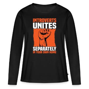 Les introvertis s’unissent séparément dans votre propre maison - T-shirt manches longues Premium bio Femme - noir - Devant - Julia (174cm)
