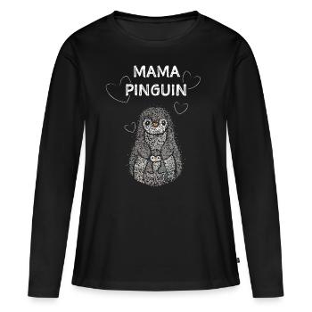 Mama Pinguin Pinguine Liebhaber Muttertag Mutter - Frauen Premium Bio Langarmshirt - Schwarz - Vorne - Julia (174cm)