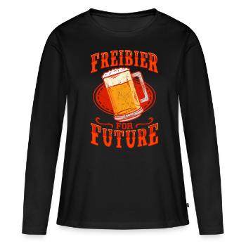 Bière gratuite pour l’avenir - T-shirt manches longues Premium bio Femme - noir - Devant - Julia (174cm)