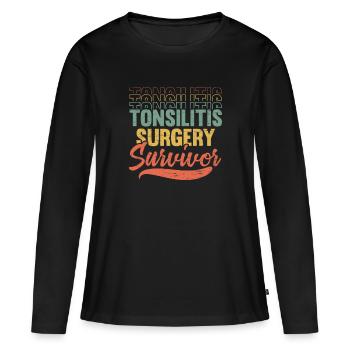 Amygdalite survivante Amygdalectomie - T-shirt manches longues Premium bio Femme - noir - Devant - Julia (174cm)