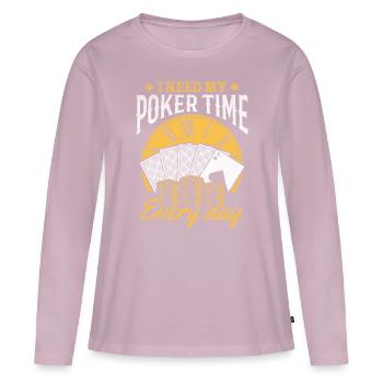 Pokerspieler Ich brauche meine Pokerzeit jeden Tag - Frauen Premium Bio Langarmshirt - Altrosa - Vorne - Julia (174cm)