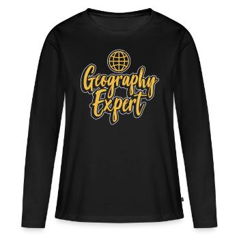 Expert en géographie Géographie Étudiant Géographe - T-shirt manches longues Premium bio Femme - noir - Devant - Julia (174cm)