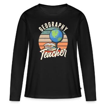 Professeur de géographie Géographie Profession de géographie - T-shirt manches longues Premium bio Femme - noir - Devant - Julia (174cm)