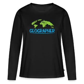 Géographie Géographie Profession Étudiant en géographie - T-shirt manches longues Premium bio Femme - noir - Devant - Julia (174cm)