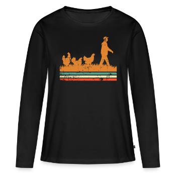Chicken Chickens - Women's Premium Organic Long Sleeve Shirt - black - Front - Julia (174cm)