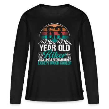 63 Birthday Hiking Mountains 63 Year Old Hiker - Frauen Premium Bio Langarmshirt - Schwarz - Vorne - Julia (174cm)