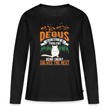 Degu Cadeau Arbuste Rat Degu - T-shirt manches longues Premium bio Femme - noir - Devant - Julia (174cm)