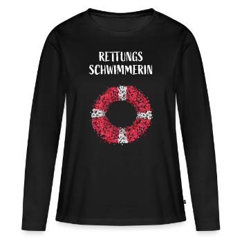 Rettungsschwimmerin Bademeisterin Schwimmbad - Frauen Premium Bio Langarmshirt - Schwarz - Vorne - Julia (174cm)