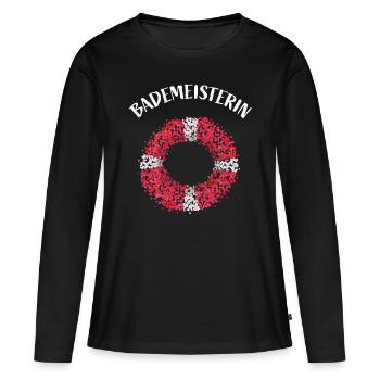 Bademeisterin Rettungsschwimmer Schwimmbad - Frauen Premium Bio Langarmshirt - Schwarz - Vorne - Julia (174cm)