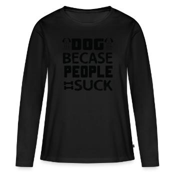 Chiot - T-shirt manches longues Premium bio Femme - noir - Devant - Julia (174cm)