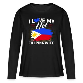 Philippines Drapeau philippin - T-shirt manches longues Premium bio Femme - noir - Devant - Julia (174cm)