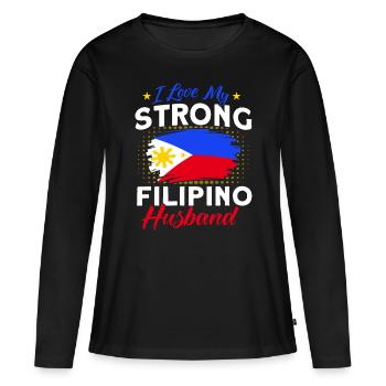 Philippines Drapeau philippin - T-shirt manches longues Premium bio Femme - noir - Devant - Julia (174cm)