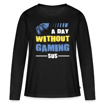 Joueur joueur une journée sans jeu SUS Jeu vidéo - T-shirt manches longues Premium bio Femme - noir - Devant - Julia (174cm)