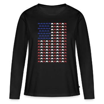 Gaming USA Flagge Nerd Spieler Gamer Videospiel - Frauen Premium Bio Langarmshirt - Schwarz - Vorne - Julia (174cm)