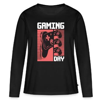 Gaming Day Nerd Spieler Gamer Videospiel - Frauen Premium Bio Langarmshirt - Schwarz - Vorne - Julia (174cm)