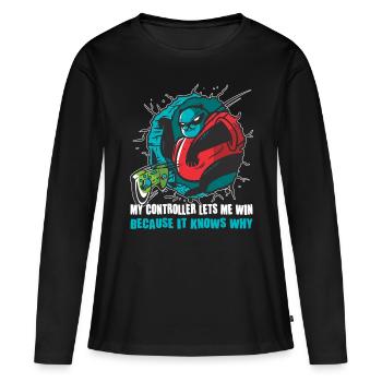 Gaming My Controller Lets Me Win Videospiel Gamer - Frauen Premium Bio Langarmshirt - Schwarz - Vorne - Julia (174cm)