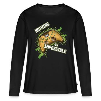 Jeu Rien n’est impossible Jeu vidéo de joueur - T-shirt manches longues Premium bio Femme - noir - Devant - Julia (174cm)