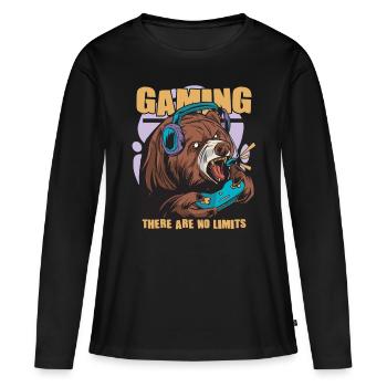 Gaming There Are No Limits Nerd Gamer Video Game - Women's Premium Organic Long Sleeve Shirt - black - Front - Julia (174cm)