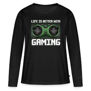La vie du joueur est meilleure avec le jeu vidéo de jeu - T-shirt manches longues Premium bio Femme - noir - Devant - Julia (174cm)