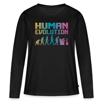 Gaming Human Evolution Player Gamer Video Game - Women's Premium Organic Long Sleeve Shirt - black - Front - Julia (174cm)