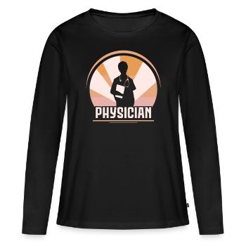 Profession de médecin Médecin Médecin - T-shirt manches longues Premium bio Femme - noir - Devant - Julia (174cm)