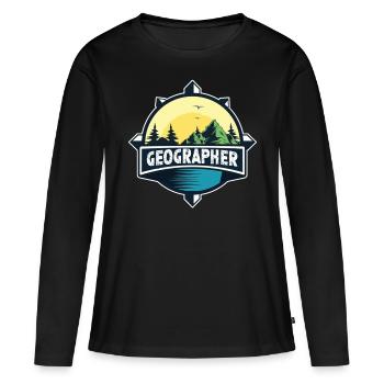 Géographe Géographie Étudiant Géographie Géographie Géographie - T-shirt manches longues Premium bio Femme - noir - Devant - Julia (174cm)