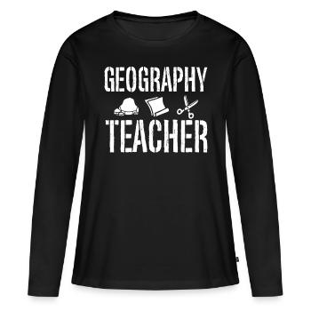 Professeur de géographie Géographie Profession de géographie - T-shirt manches longues Premium bio Femme - noir - Devant - Julia (174cm)