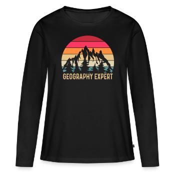 Expert en géographie Géographie Étudiant en géographie - T-shirt manches longues Premium bio Femme - noir - Devant - Julia (174cm)