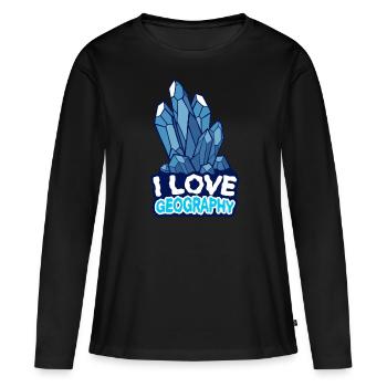 J’adore géographie Géographie Profession Géographie Géographie - T-shirt manches longues Premium bio Femme - noir - Devant - Julia (174cm)