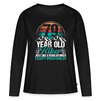 79 Birthday Hiking Mountains 79 Year Old Hiker - Frauen Premium Bio Langarmshirt - Schwarz - Vorne - Julia (174cm)