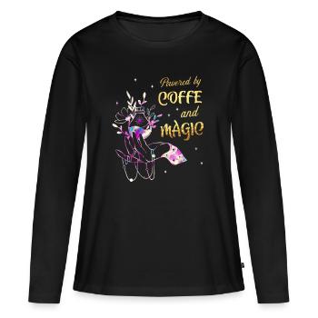 Café et magie Wicca Goth Witch - T-shirt manches longues Premium bio Femme - noir - Devant - Julia (174cm)