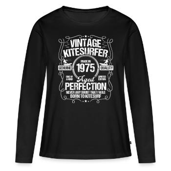 1975 Kiteboarding Kitesurfing Kitesurfer Born 1975 - Frauen Premium Bio Langarmshirt - Schwarz - Vorne - Julia (174cm)