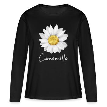 Camomille - T-shirt manches longues Premium bio Femme - noir - Devant - Julia (174cm)