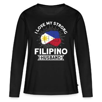 Philippines Drapeau philippin - T-shirt manches longues Premium bio Femme - noir - Devant - Julia (174cm)