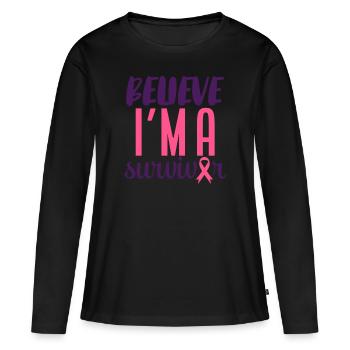 Croyez que je suis un survivant - T-shirt manches longues Premium bio Femme - noir - Devant - Julia (174cm)