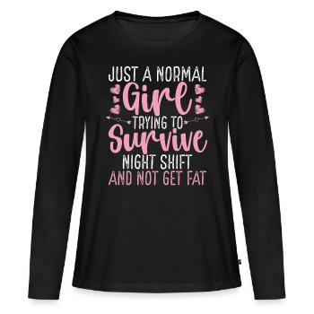 Night Shift Worker Girl Factory Worker Women - Women's Premium Organic Long Sleeve Shirt - black - Front - Julia (174cm)