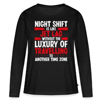 Night Shift Worker Production Jobs Factory Job - Frauen Premium Bio Langarmshirt - Schwarz - Vorne - Julia (174cm)