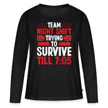 Night Shift Worker Survivie 7:05 Factory Worker - Women's Premium Organic Long Sleeve Shirt - black - Front - Julia (174cm)