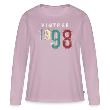 Millésime 1998 Anniversaire Né année 1998 - T-shirt manches longues Premium bio Femme - rose poudré - Devant - Julia (174cm)