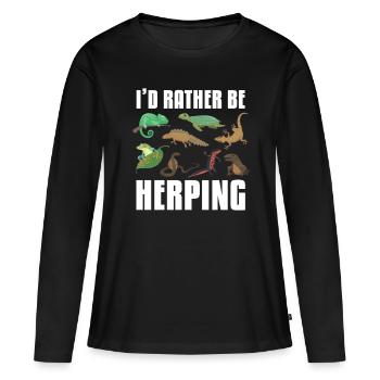 Ich Würde Eher Reptilien-amphibien Herpingen - Frauen Premium Bio Langarmshirt - Schwarz - Vorne - Julia (174cm)