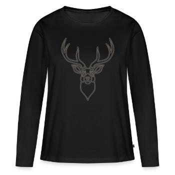 Red deer antlers with deer antlers - Women's Premium Organic Long Sleeve Shirt - black - Front - Julia (174cm)