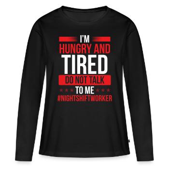 Factory Night Shift Worker Humor Production Job - Women's Premium Organic Long Sleeve Shirt - black - Front - Julia (174cm)